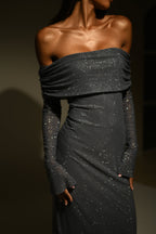 Babette - Off - Shoulder Shimmer Maxi Dress