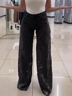 Floral Lace Cutout Jeans