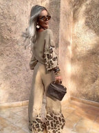 Leopard Trim Casual Lounge Set
