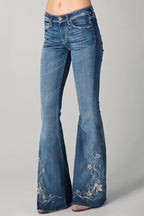 Unique Printed High-waisted Pocket Casual Flared Jeans