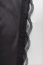 High Waist Lace Panel Slit Office Mini Skirt