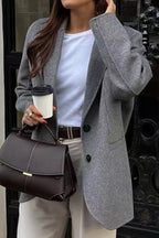 Minimalist Solid Color Tailored Coat