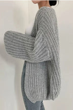 Chic Oversized Lantern Sleeve Cardigan