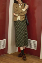 Wool Color Block Layered Cardigan
