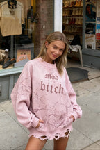 Contrast Letter Knit Pullover Sweater