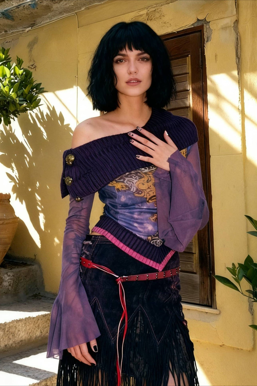 Fairy Grunge Off Shoulder Mesh Top