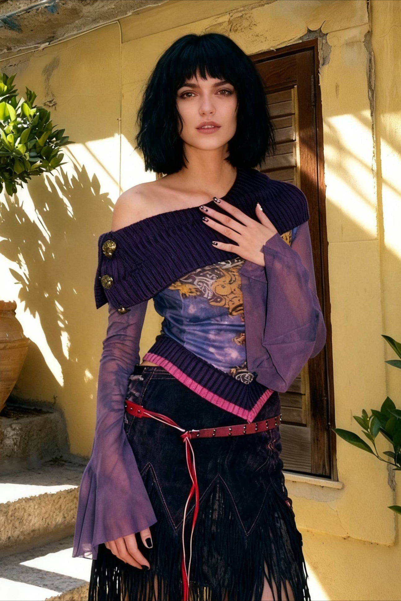 Fairy Grunge Off Shoulder Mesh Top