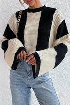 Unique Striped Crewneck Niche Stylish Knit Sweater