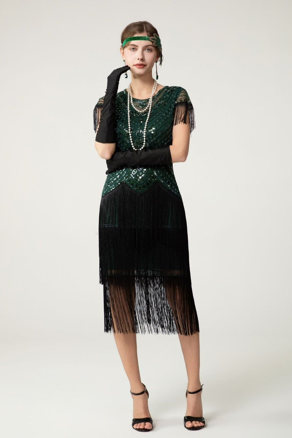 Sequin Short Sleeve Fringe Boho Dress