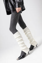 Vertical Stripe Chunky Slouch Split Hem Leg Warmers