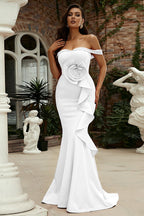 Off-Shoulder Sleeveless 3D Floral Maxi Dress