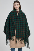 Oversized Fringe Plaid Scarf