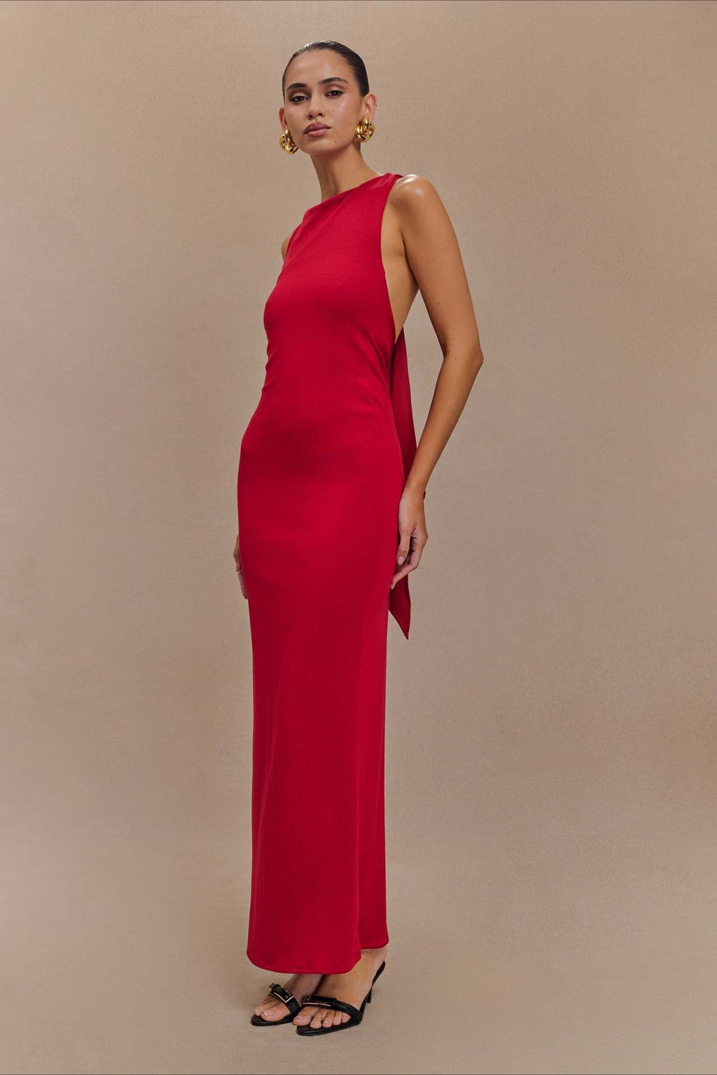CrossTie LowBack Maxi Party Dress