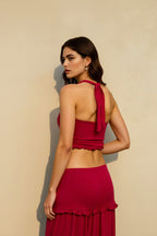 Crop top high waist skirt two piece vacation set