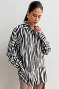 Printed Long Sleeve Casual Loose Fit Blouse