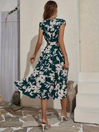 Paz Exclusive Floral V Neck Dress Designer Edit