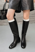 Simple leather knee-high boots