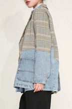 Plaid Denim Oversized Blazer