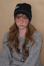 Pure Wool Cat Pattern Color Block Soft Knitted Hat