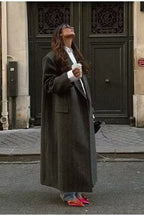Knit Stripe Wool Blend Casual Overcoat