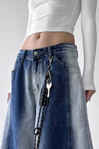 Vintage High Waist Wide Leg Gradient Washed Curved Jeans