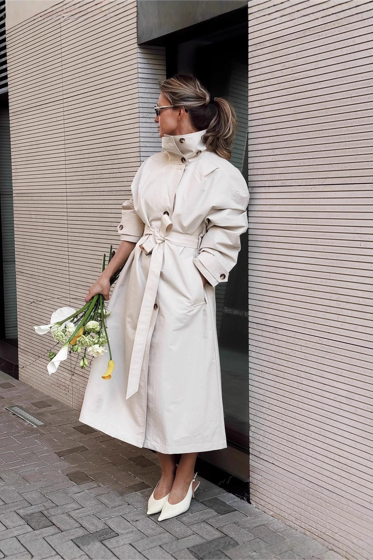 Relaxed Silhouette Stand Collar Petite Chic Overcoat