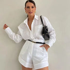 Casual Linen Blouse and Shorts Set