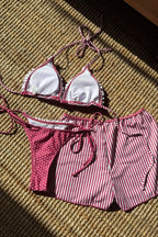Colorblock Polka Dot Three Piece Swim Set