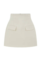 High-waisted A-line Suit Skirt with Patch Pockets