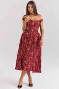 Chic Off Shoulder Backless Slim Waist Printed Cocktail Dress