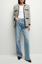 Foster Striped Dickey Jacket in Ivory Black
