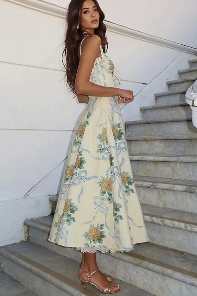 Elegant Printed ALine Floral Dress