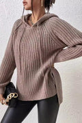 Solid Hooded Oversized Side Slit Sweater