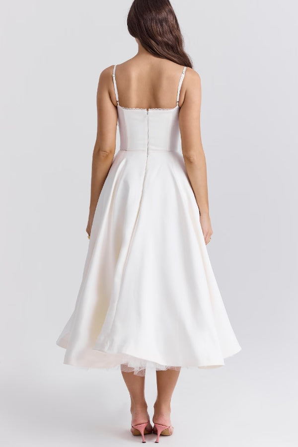 Lorraine Premium Strapless V Neck Sleeveless Tutu Maxi Dress Designer Edit