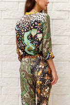 Dragon of My Eye Paisley Printed Patchwork Casual Blouse