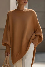 Solid Color Round Neck Long-sleeved Casual Loose Knit Sweater