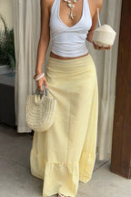 High Waist Striped Flared Casual Skirt