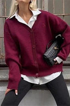 Solid Color Buttoned Sweater