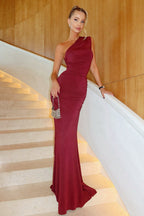 Elegant OneShoulder Maxi Birthday Dress
