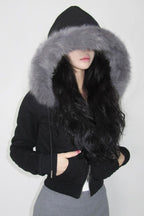 Plush Lined Cropped Zip Jacket