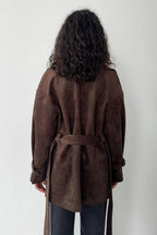 Vintage Suede Notch Collar Coat