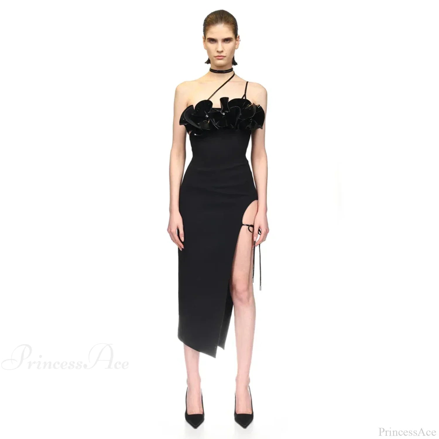 3D Flower Halter Bodycon Party Dress
