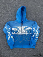 3D Print Vintage  Long Sleeve Zip Hoodie