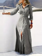 Verónica Chic Striped Maxi Dress Elevated Occasion Wear