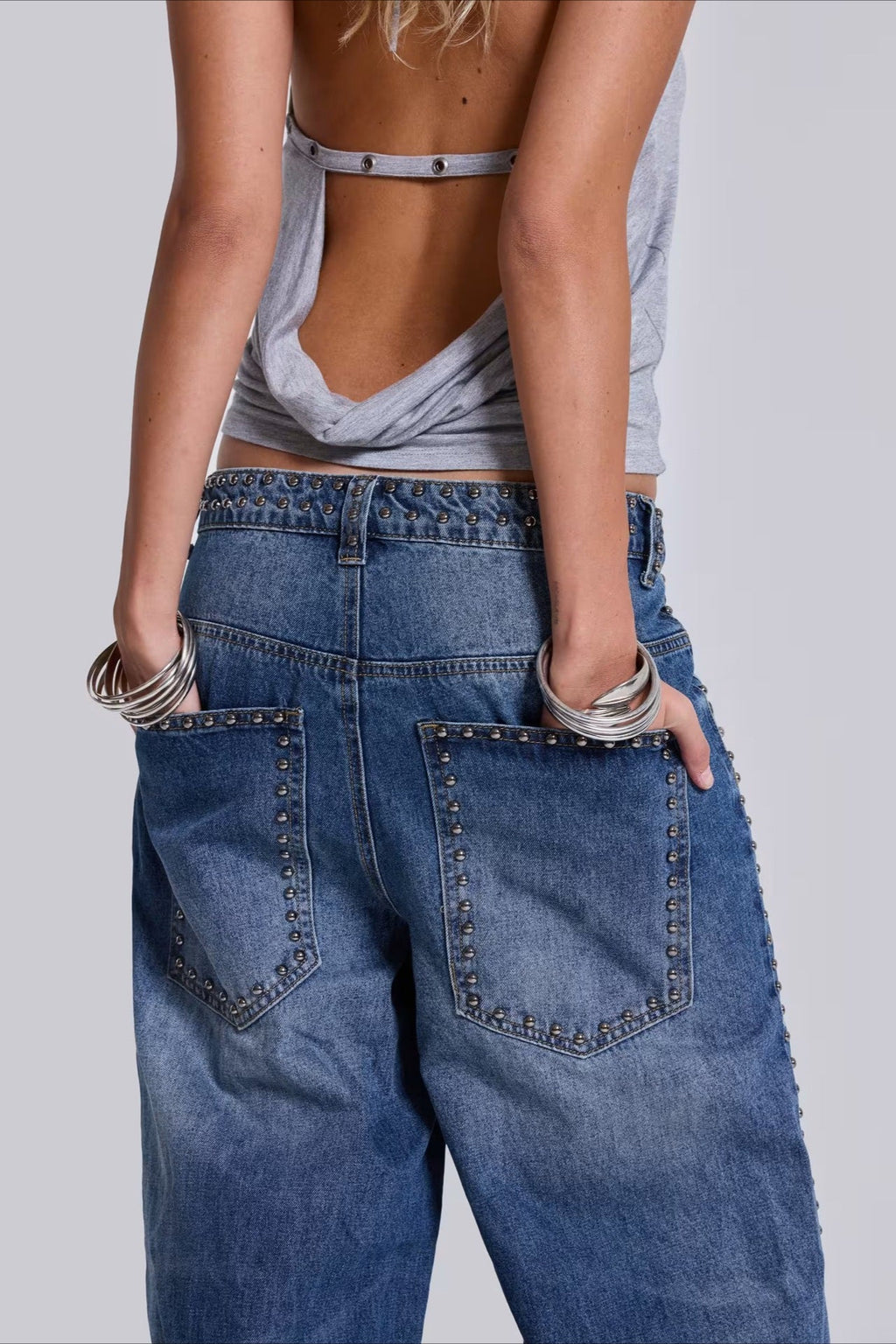 Loose Fit Beaded Decorative Unique Jeans