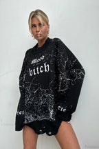 Contrast Letter Knit Pullover Sweater
