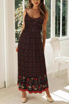 Bohemian Floral V Neck Cami Flare Boho Dress