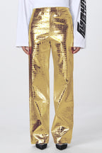 PU Leather Scale High Waist Long Pants