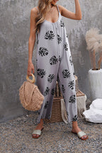 suspenders print jumpsuit