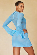 Sexy Hollow Sheer Knit Mini Dress